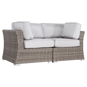 Living Source International Outdoor Wicker Loveseat with Cushion in Gray