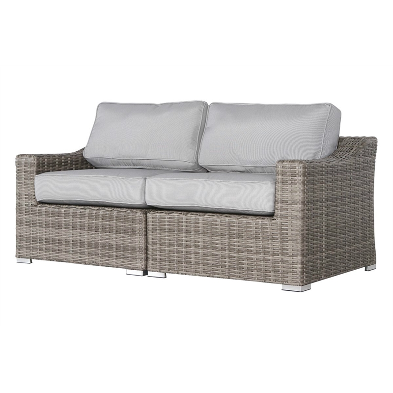 Living Source International Outdoor Wicker Loveseat with Cushion - Gray