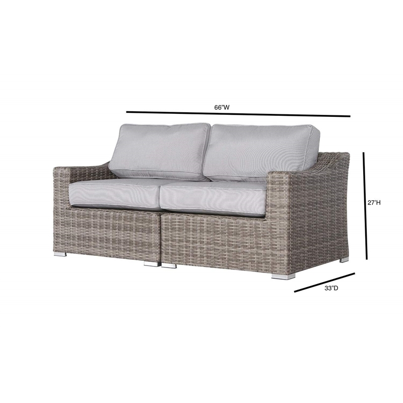 Living Source International Outdoor Wicker Loveseat with Cushion - Gray