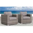 Living Source International Wicker / Rattan Club Patio Chair in Gray Set of 2