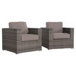 Living Source International Wicker / Rattan Club Patio Chair in Gray Set of 2