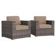 Living Source International Wicker/Rattan Club Patio Chair with Cushion in Beige