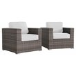 Living Source International Wicker/Rattan Club Patio Chair with Cushions in Gray