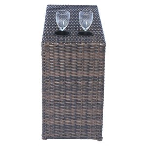 Living Source International Modern Wicker Rattan Side Table - Gray Finish