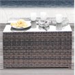 Living Source International Modern Wicker Outdoor Coffee Table in Espresso