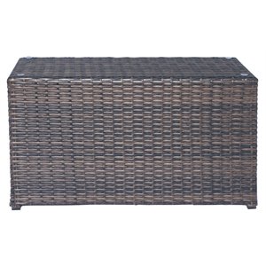 Living Source International Modern Wicker Outdoor Coffee Table in Espresso