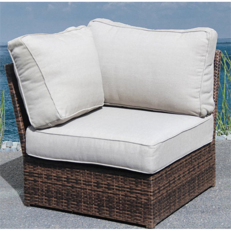Living Source International Corner Wedge Patio Chair with Cushions in Espresso