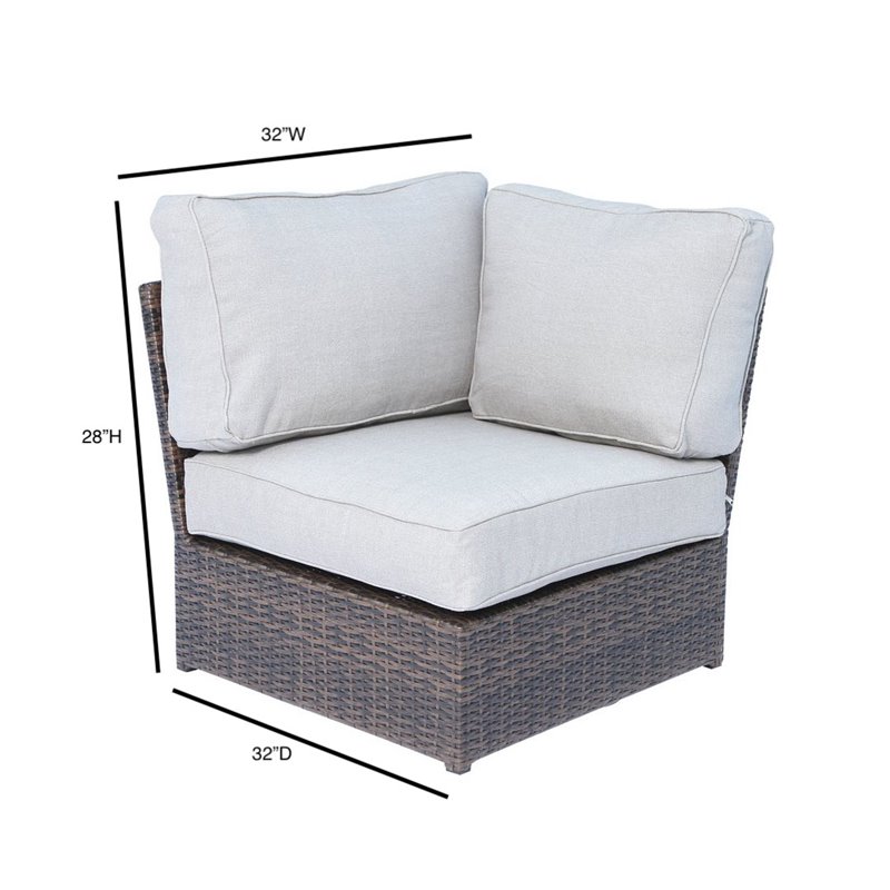 Living Source International Corner Wedge Patio Chair with Cushions in Espresso