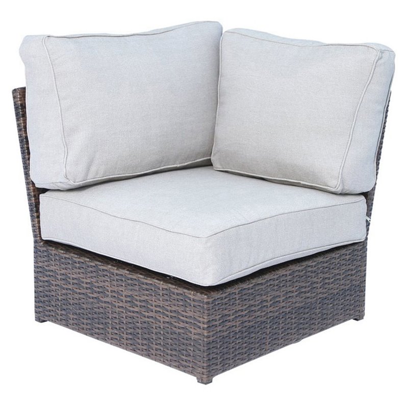 Living Source International Corner Wedge Patio Chair with Cushions in Espresso