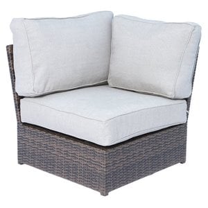 Living Source International Corner Wedge Patio Chair with Cushions in Espresso