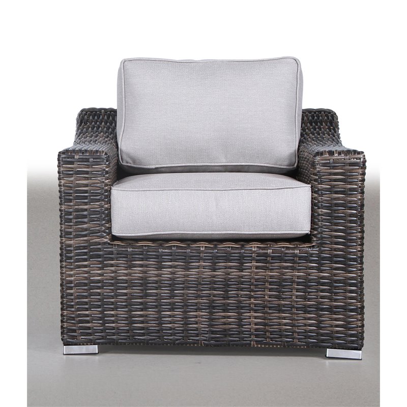 Living Source International Wicker Patio Chair with Cushions in Espresso/Gray