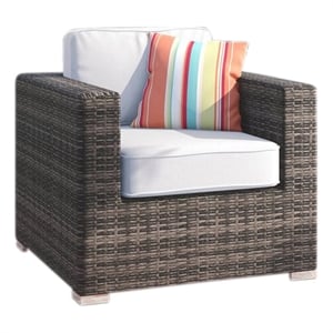 Living Source International 33&quotW Wicker / Rattan Patio Chair in Espresso