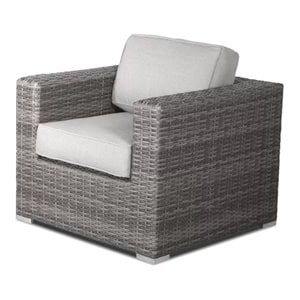 Living Source International Modern Wicker Patio Chair w/ Cushion in Gray/Canvas