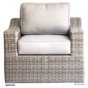 Living Source International Wicker Patio Chair with Cushions in Gray