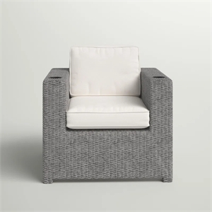 Living Source International 33&quotW Wicker / Rattan Chair with Cushions in Gray