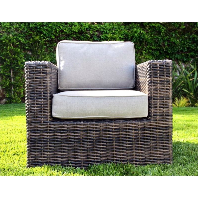 Living Source International Wicker Darvin Patio Chair with Cushion in Brown