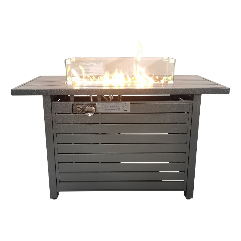 Living Source International Metal Propane and Natural Gas Fire Pit Table in Gray