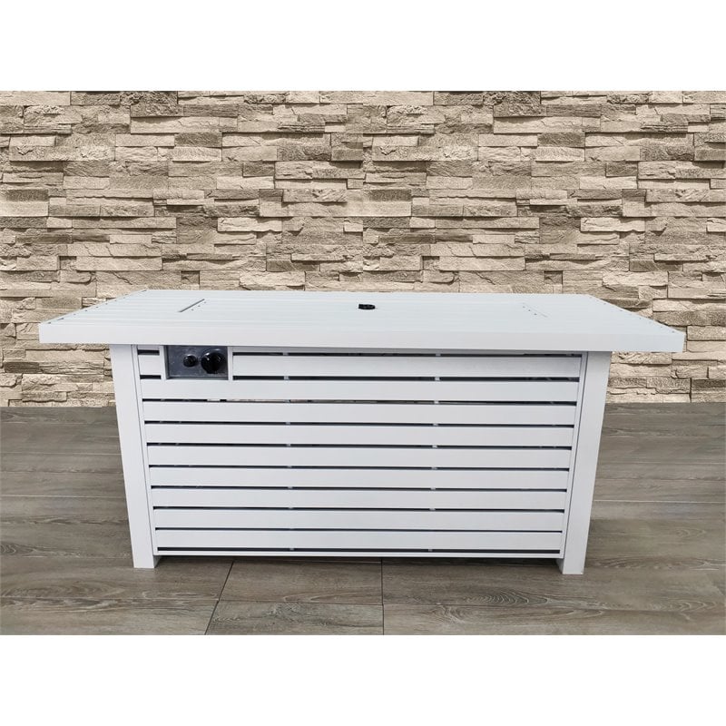 Living Source International Metal Propane/Natural Gas Fire Pit Table in White