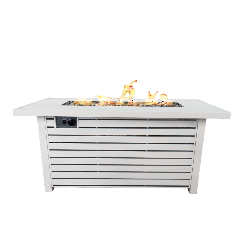 Living Source International Metal Propane/Natural Gas Fire Pit Table in White