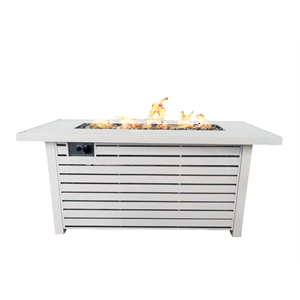Living Source International Metal Propane/Natural Gas Fire Pit Table in White