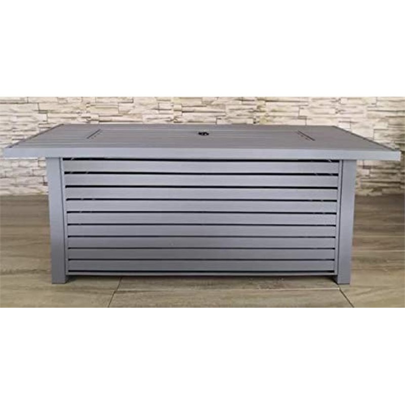 Living Source International Metal Propane/Natural Gas Fire Pit Table in Gray
