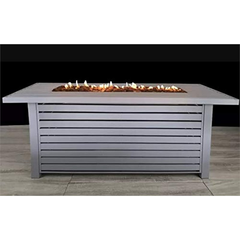 Living Source International Metal Propane/Natural Gas Fire Pit Table in Gray