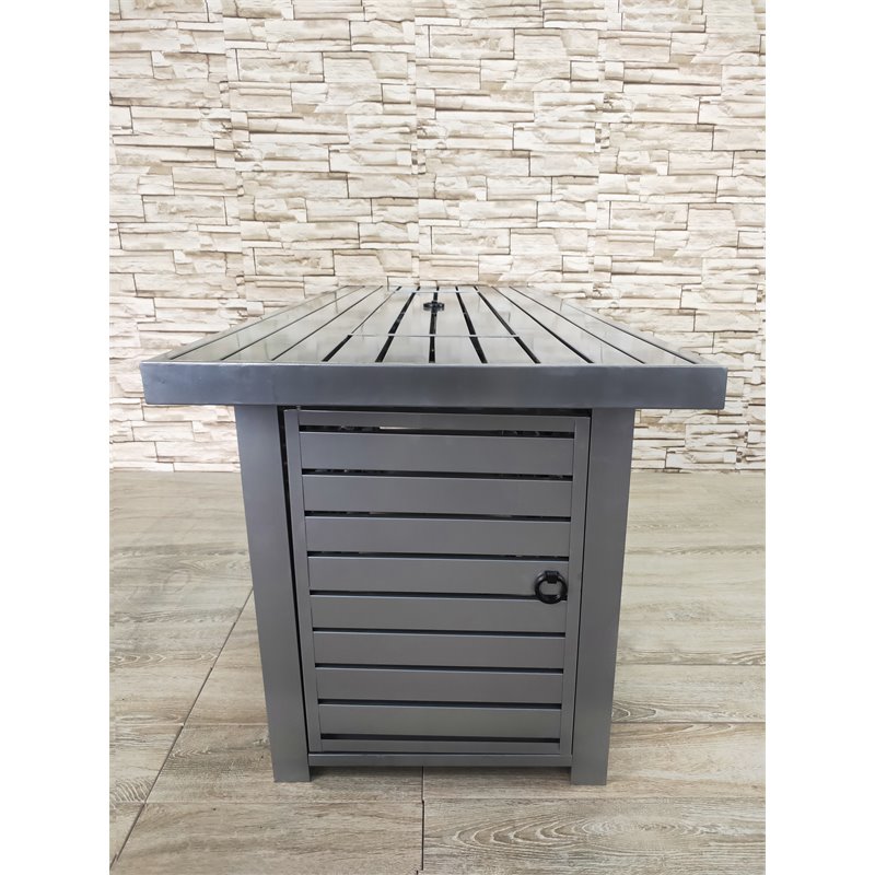 Living Source International Metal Propane/Natural Gas Fire Pit Table in Gray