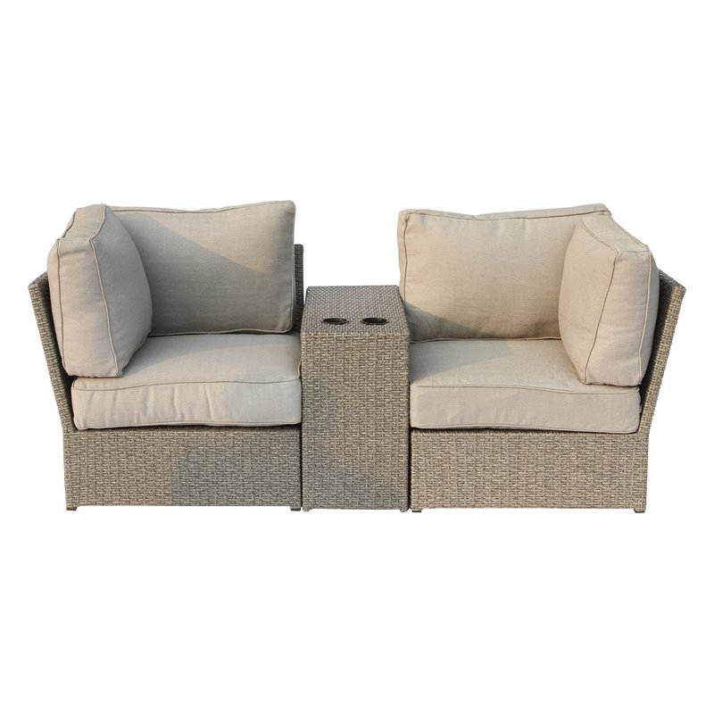 Living Source International 4-Piece Wicker/Rattan Sofa Seating Group in Gray