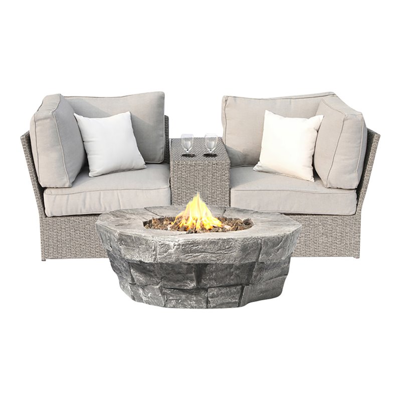 Living Source International 4-Piece Wicker/Rattan Sofa Seating Group in Gray
