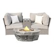 Living Source International 4-Piece Wicker/Rattan Sofa Seating Group in Gray