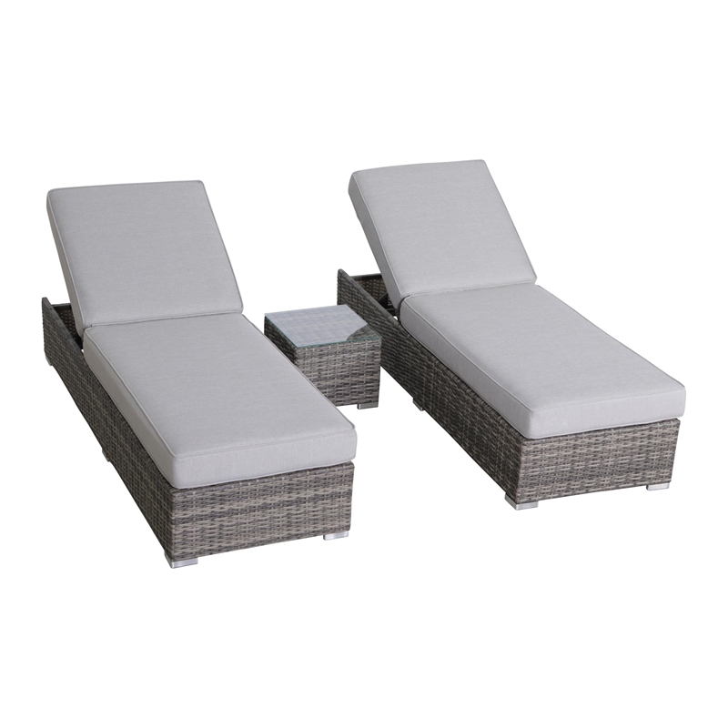 Living Source International Wicker/Rattan Chaise with Cushion in Gray