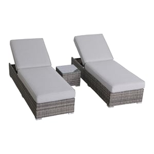 Living Source International Wicker/Rattan Chaise with Cushion in Gray