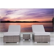 Living Source International Wicker/Rattan Chaise with Cushion in Gray