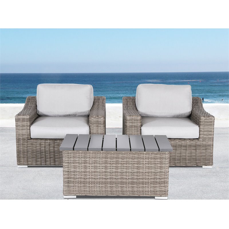 Living Source International 3-Piece Wicker Conversation Set in Gray Finish