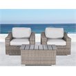 Living Source International 3-Piece Wicker Conversation Set in Gray Finish