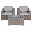 Living Source International 3-Piece Wicker Conversation Set in Gray Finish