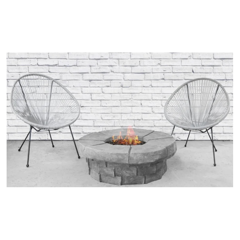 Living Source International 3-Piece Wicker / Rattan Seating Group in Gray Finish