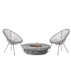 Living Source International 3-Piece Wicker / Rattan Seating Group in Gray Finish