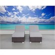 Living Source International Wicker/Rattan Chaise with Cushions in Brown/Gray