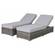 Living Source International Wicker/Rattan Chaise with Cushions in Gray