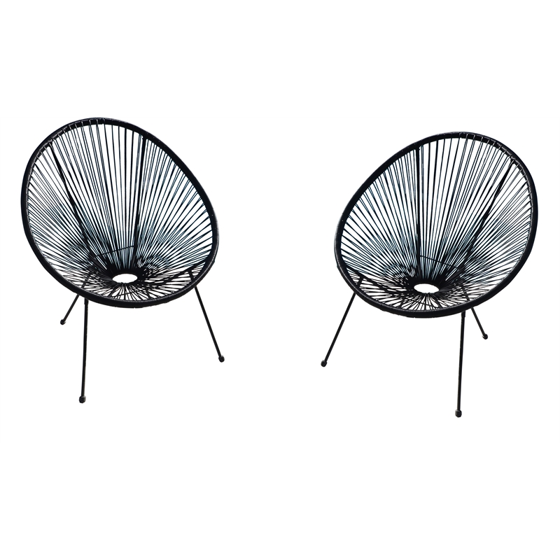 Living Source International Modern Metal Patio Chairs in Black (Set of 2)