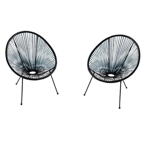 Living Source International Modern Metal Patio Chairs in Black (Set of 2)