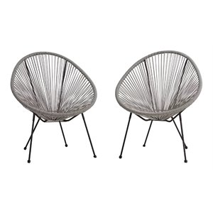 Living Source International Modern Metal Patio Chairs in Gray (Set of 2)