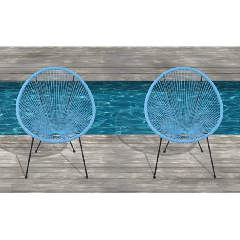 Living Source International Modern Metal Patio Chairs in Turquoise (Set of 2)