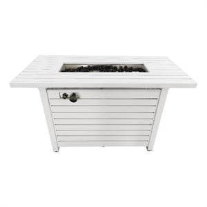 Living Source International 42&quotW Metal Outdoor Fire Pit Table with Lid in White