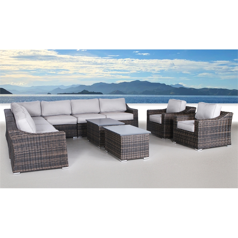 Living Source International Wicker / Rattan 8-Person Seating Group in Brown