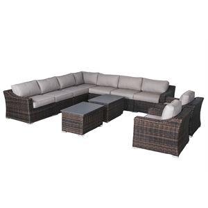 Living Source International Wicker / Rattan 8-Person Seating Group in Brown