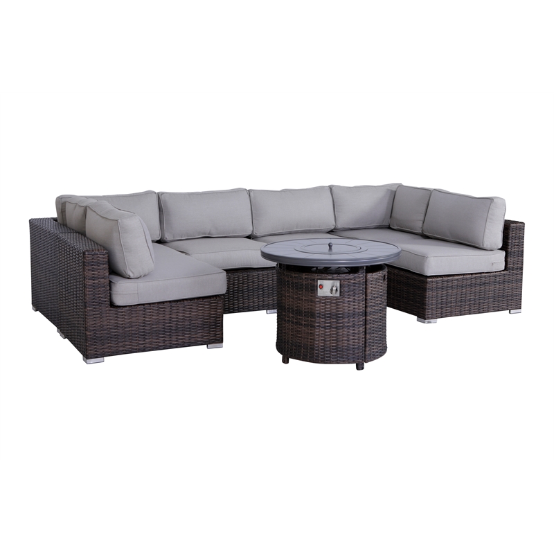 Living Source International Wicker / Rattan 4-Person Seating Group in Brown/Gray