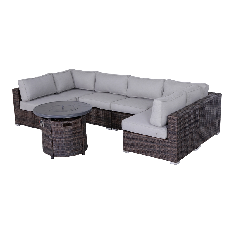 Living Source International Wicker / Rattan 4-Person Seating Group in Brown/Gray