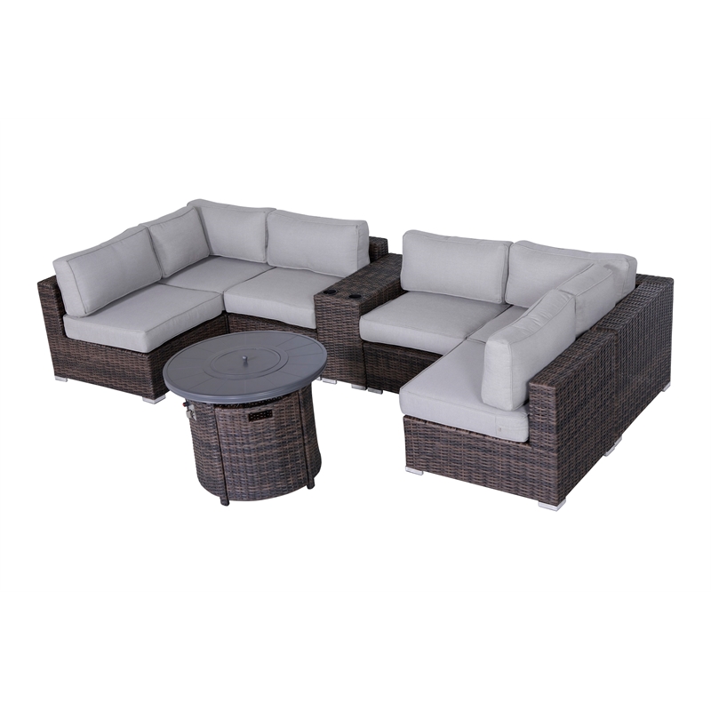 Living Source International Wicker / Rattan 4-Person Seating Group in Brown/Gray